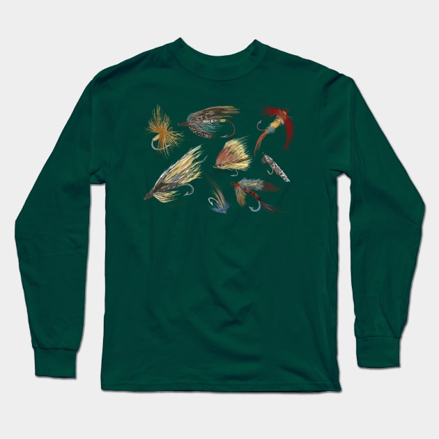 Vintage Fly Fishing Lures! Long Sleeve T-Shirt by Salzanos